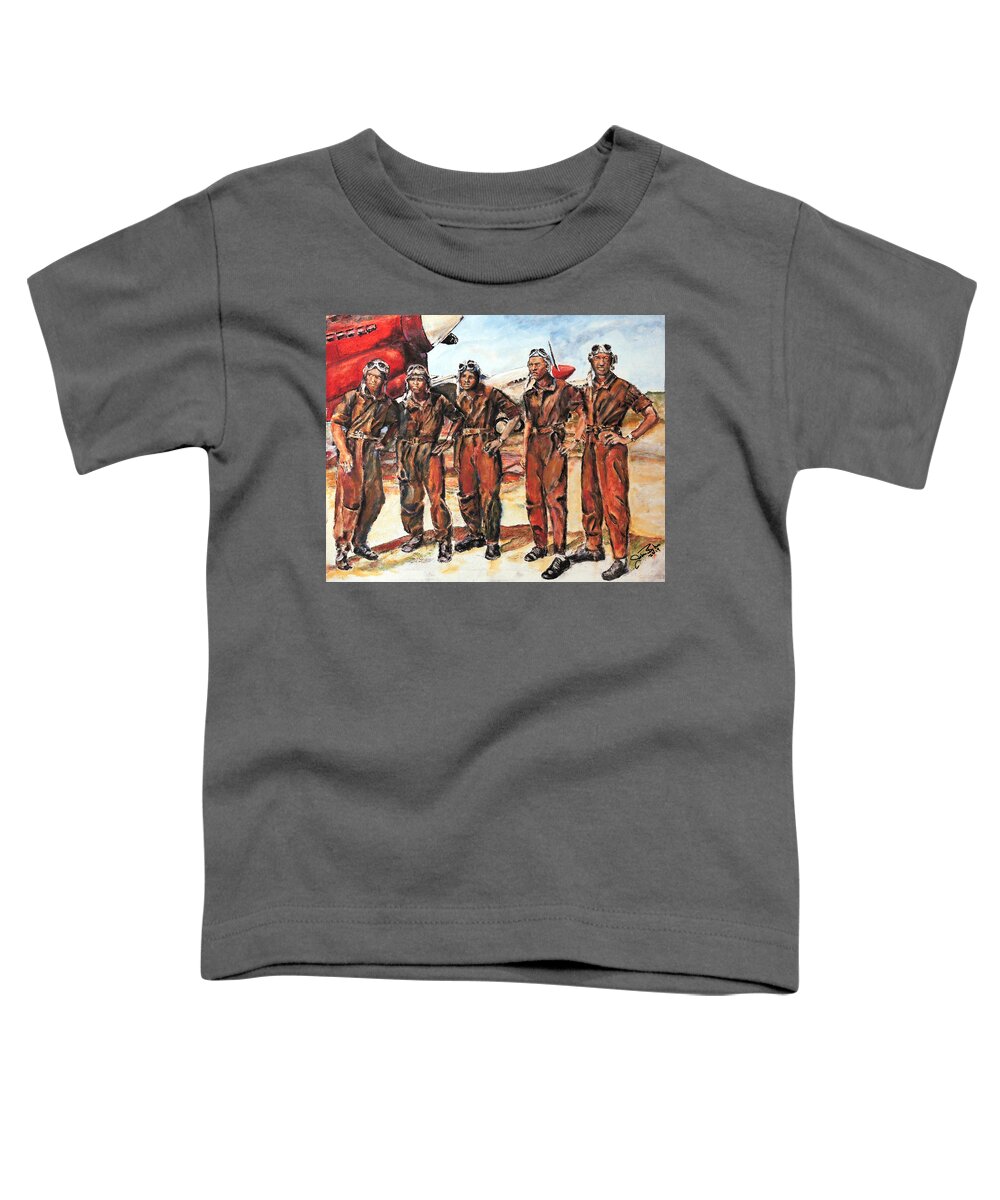 Tuskegee Airmen Toddler T-Shirt featuring the painting Tuskegee Airmen by John Bohn