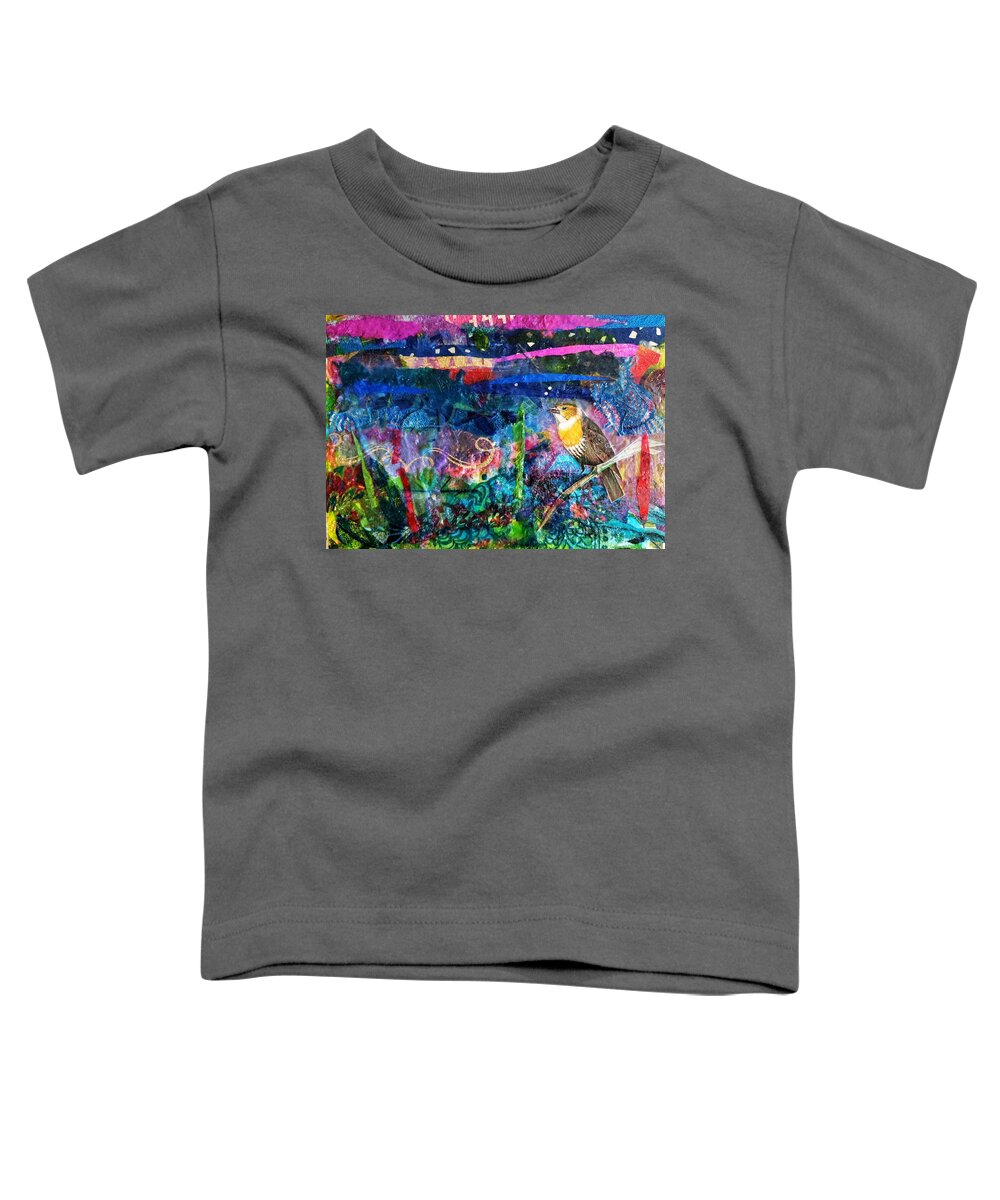 Evening Toddler T-Shirt featuring the mixed media Twilight Meditation by Deborah Cherrin