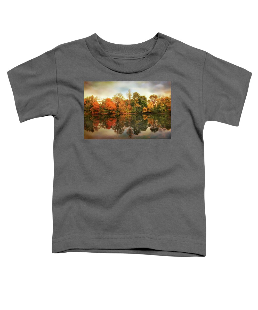 Autumn Toddler T-Shirt featuring the photograph Twin Pond Reflections by Jessica Jenney