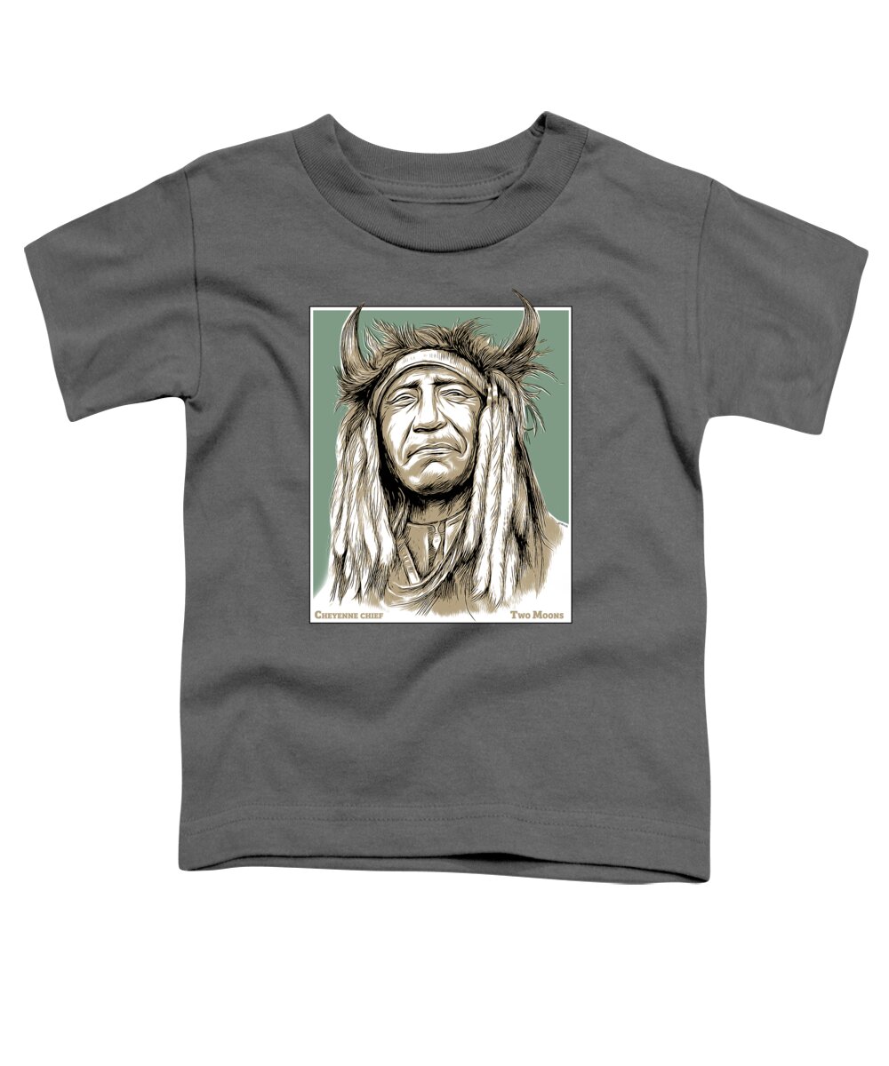 Two Moons Toddler T-Shirt featuring the mixed media Two Moons Chief by Greg Joens