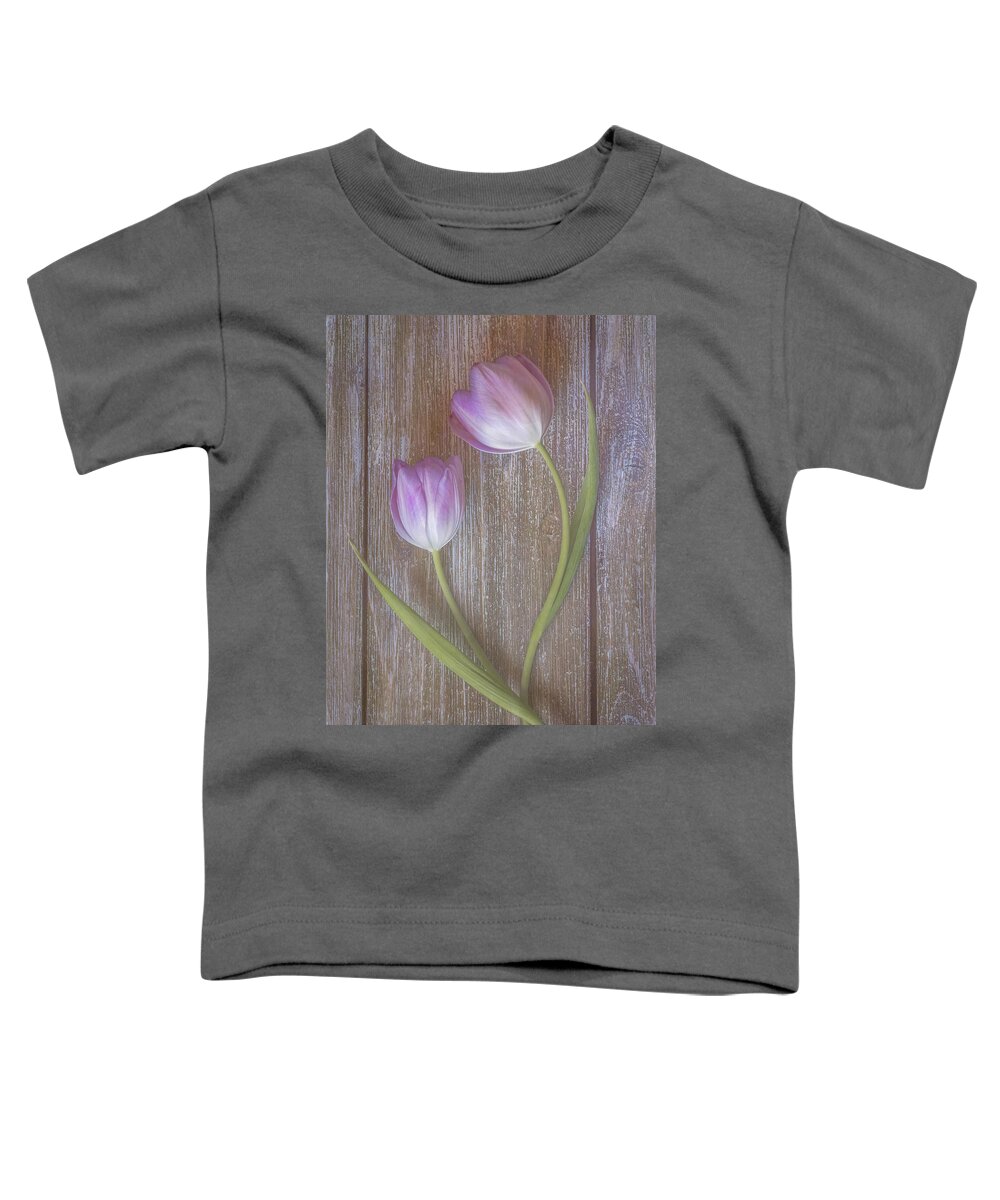 Pink Tulips Toddler T-Shirt featuring the photograph Two pink tulips by Sylvia Goldkranz