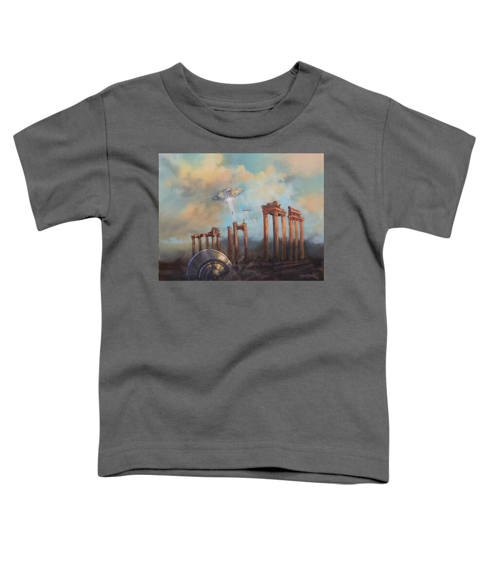 Ufo's Toddler T-Shirt featuring the painting UFOs A Rescue Party by Tom Shropshire