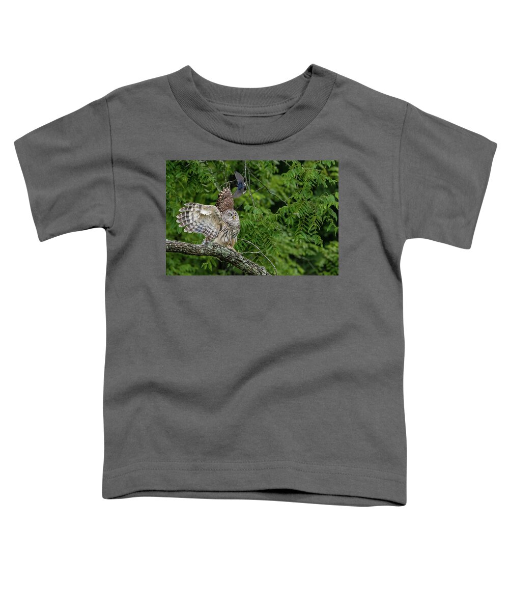 Nature Toddler T-Shirt featuring the photograph Under Attack by Linda Shannon Morgan