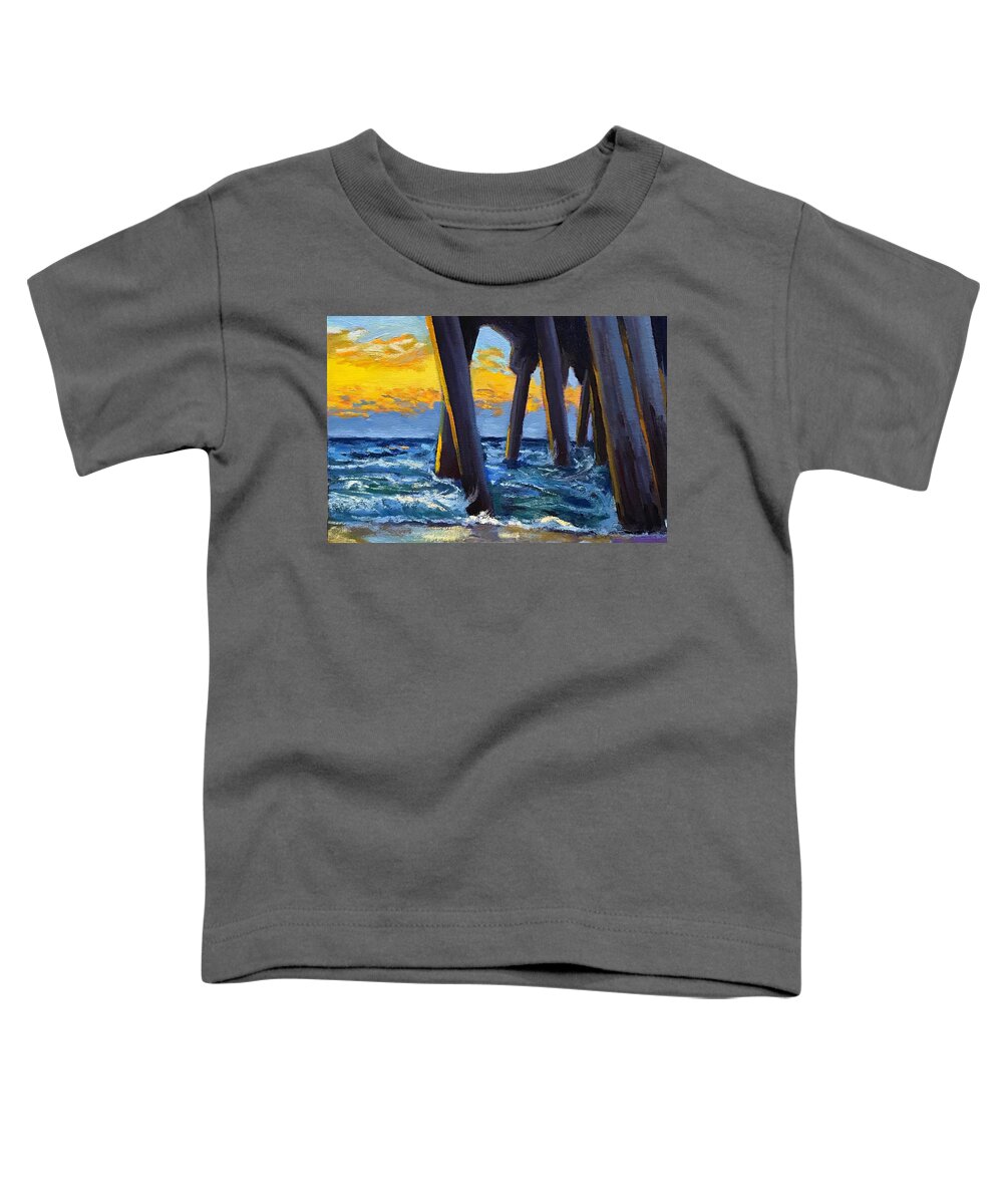 Boardwalk Toddler T-Shirt featuring the painting Under the Boardwalk by Lisa Marie Smith