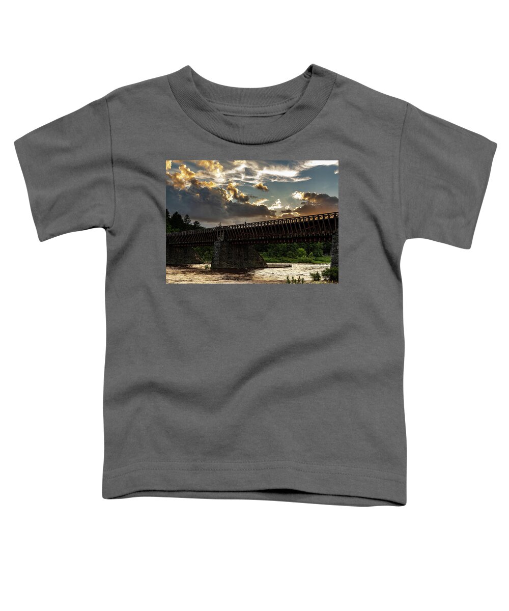 Historic Toddler T-Shirt featuring the photograph Upper Delaware River Roebling Aqueduct Bridge by Amelia Pearn