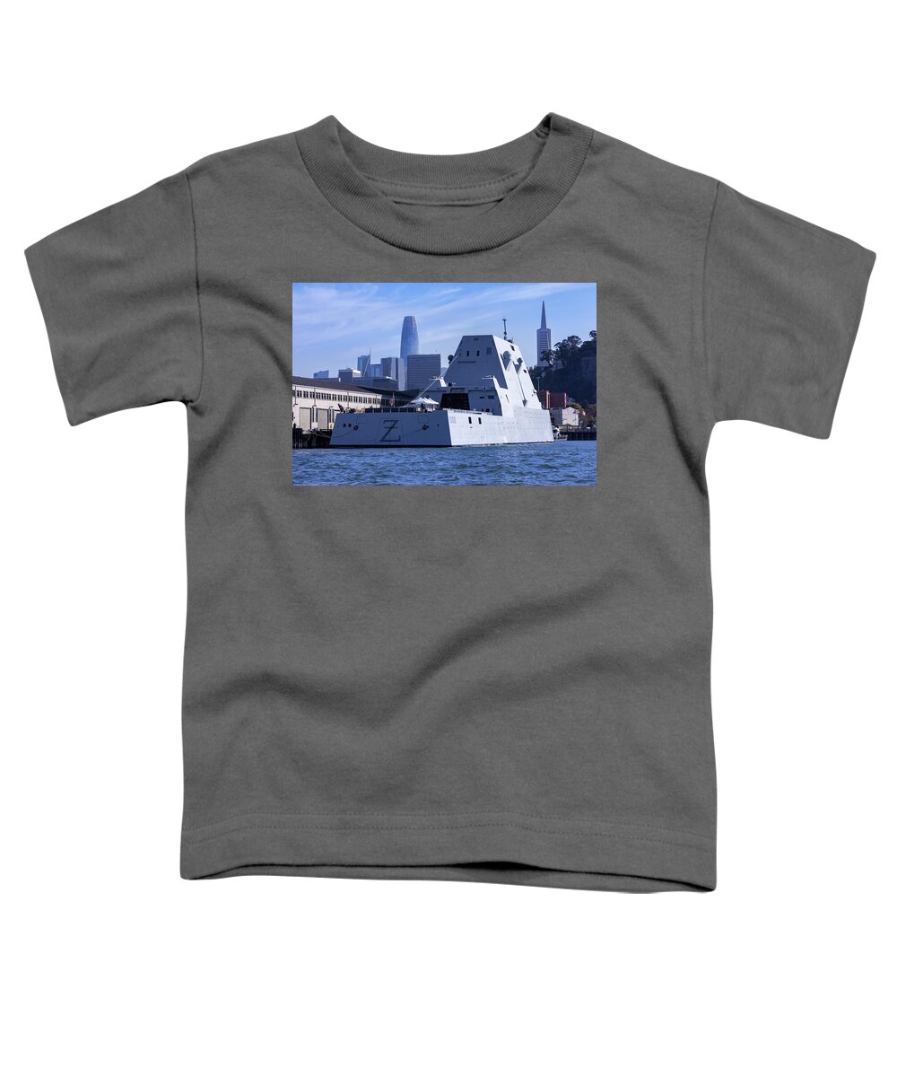 Zumwalt Toddler T-Shirt featuring the photograph USS Zumwalt -DDG 1000- Docked in San Francisco by Rick Pisio