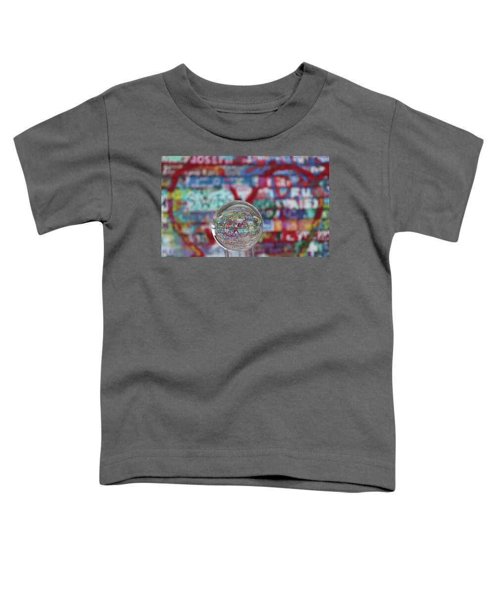 Anderson Dock Toddler T-Shirt featuring the photograph Valentine Graffiti Lensball by David T Wilkinson