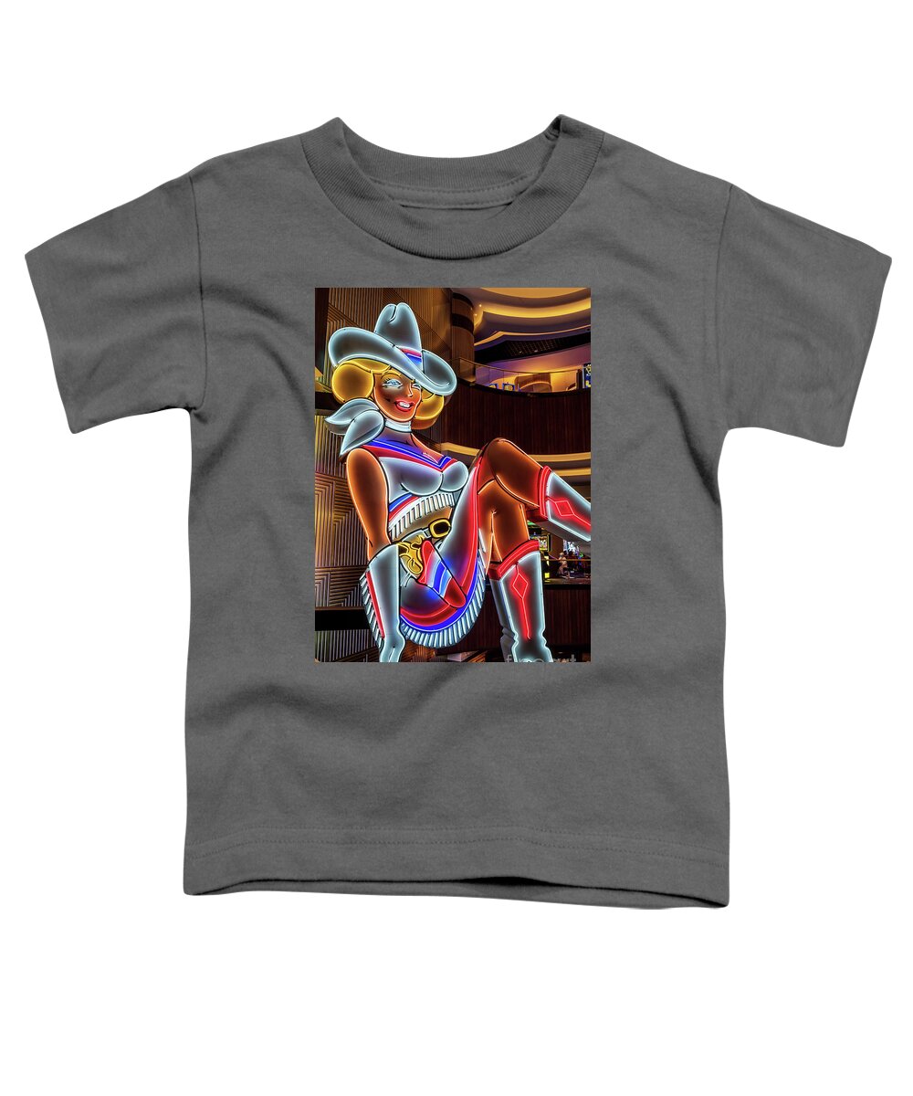 Vegas Vickie Toddler T-Shirt featuring the photograph Vegas Vickie Profile Neon Sign Portrait by Aloha Art
