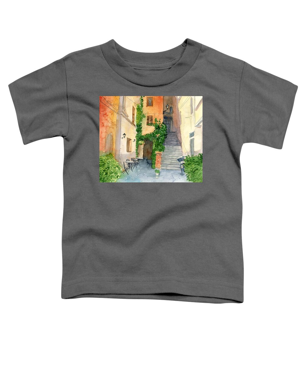 Via Dei Coronari Toddler T-Shirt featuring the painting Via dei Coronari by Espero Art