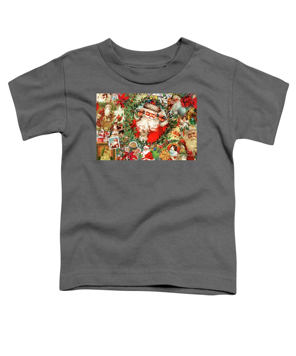 Christmas Toddler T-Shirt featuring the mixed media Vintage Christmas by Claudia McKinney