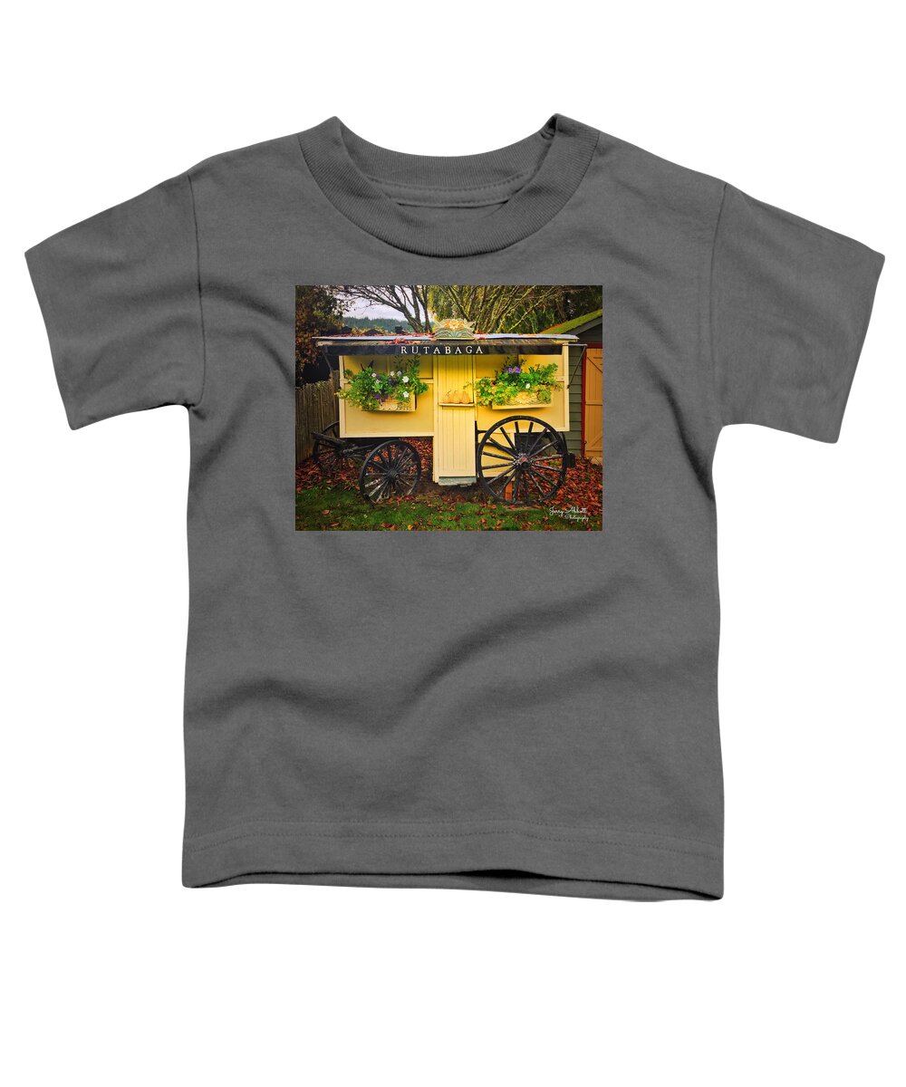 Wagon Toddler T-Shirt featuring the photograph Vintage Flower and Vegetable Cart by Jerry Abbott