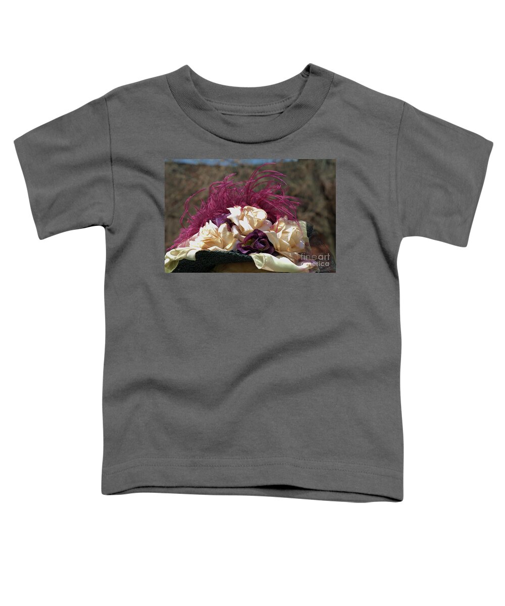 Hat Toddler T-Shirt featuring the photograph Vintage Hat With Fabric Roses by Kae Cheatham
