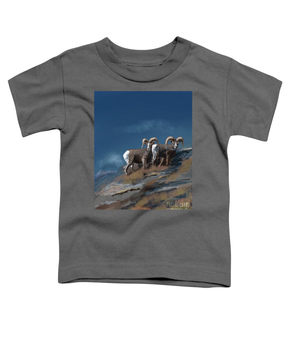 Bighorn Toddler T-Shirt featuring the digital art Virginia Range Bighorns by Doug Gist