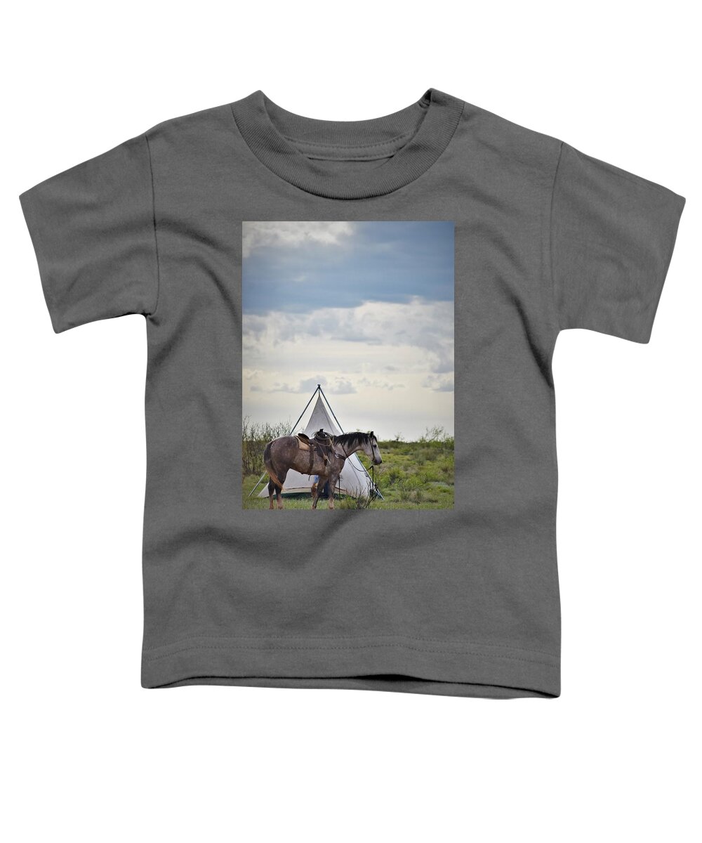 Western Art Toddler T-Shirt featuring the photograph Waiting for Jesse by Alden White Ballard