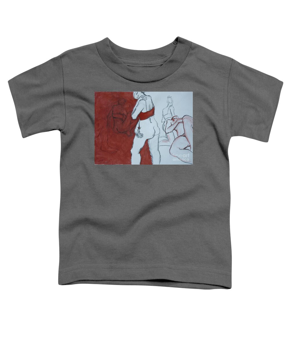 Figure Painting Toddler T-Shirt featuring the mixed media Walking Away by PJ Kirk