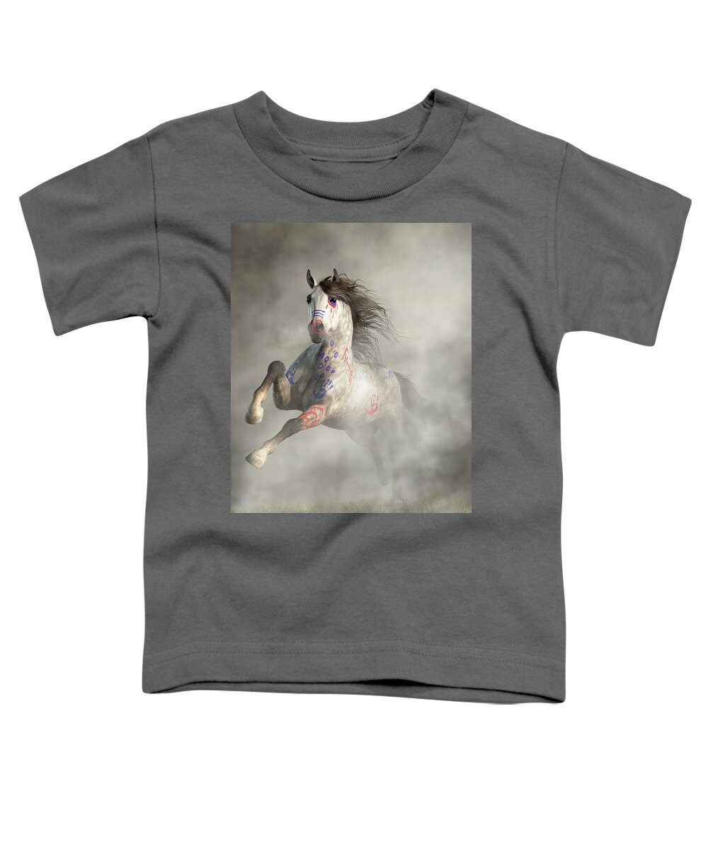 War Horse Toddler T-Shirt featuring the digital art War Horse Charge by Daniel Eskridge