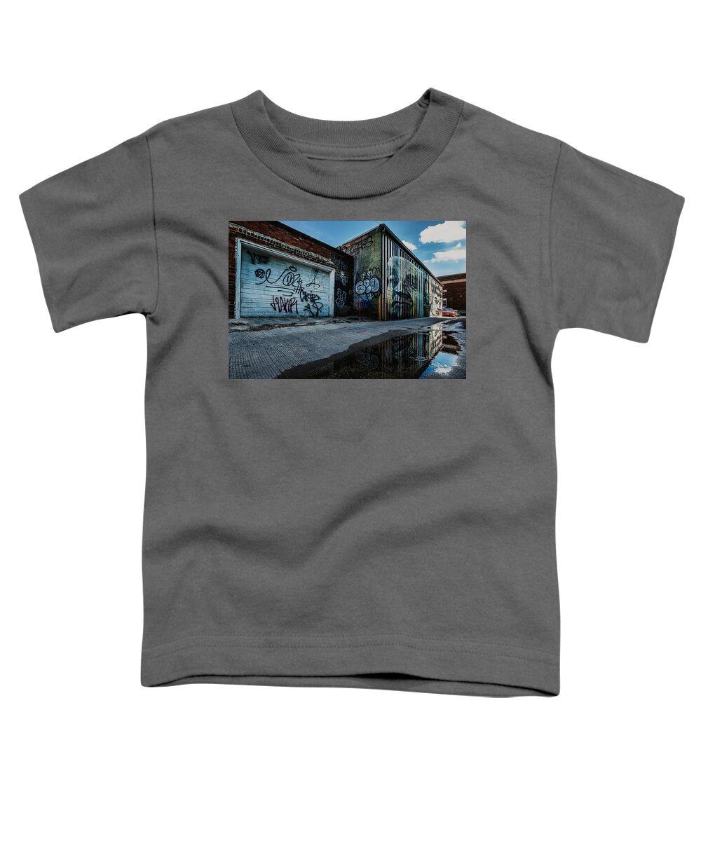 Downtown Toddler T-Shirt featuring the photograph Washington Alley Mural Reflections by Stuart Litoff