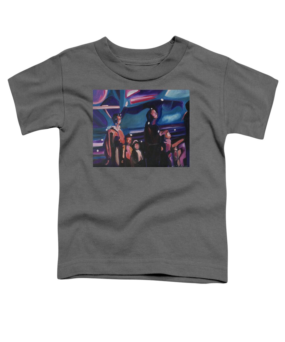 Night Scenes Toddler T-Shirt featuring the painting Watching Alex Grey II by Patricia Arroyo