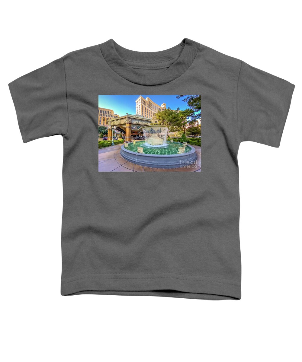 Bellagio Hotel Toddler T-Shirt featuring the photograph Water Fountain Outside Bellagio Las Vegas by FeelingVegas Wall Art and Prints