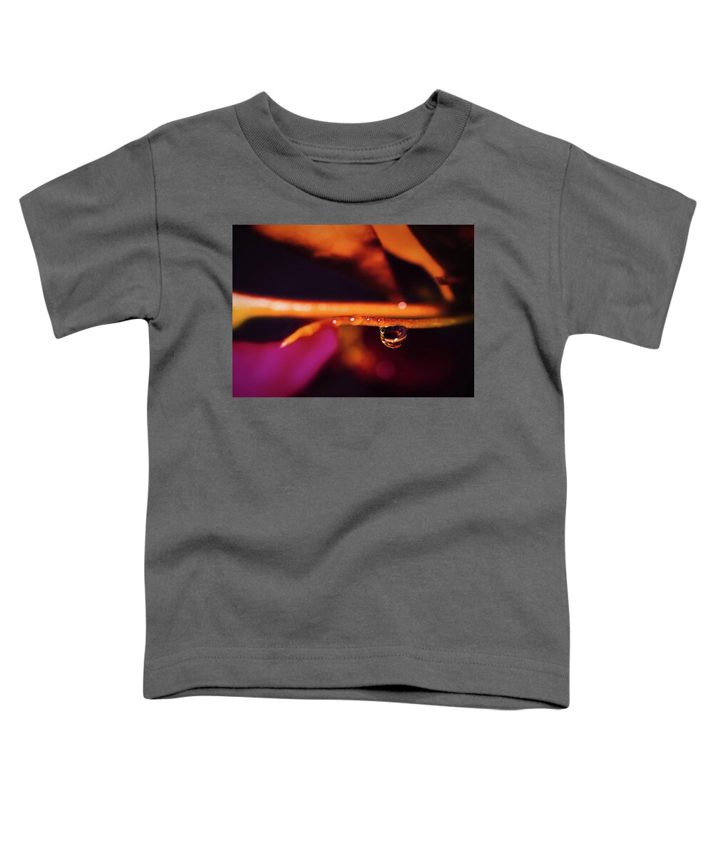 Macro Photography Art Toddler T-Shirt featuring the photograph Water on The Vine by Gian Smith