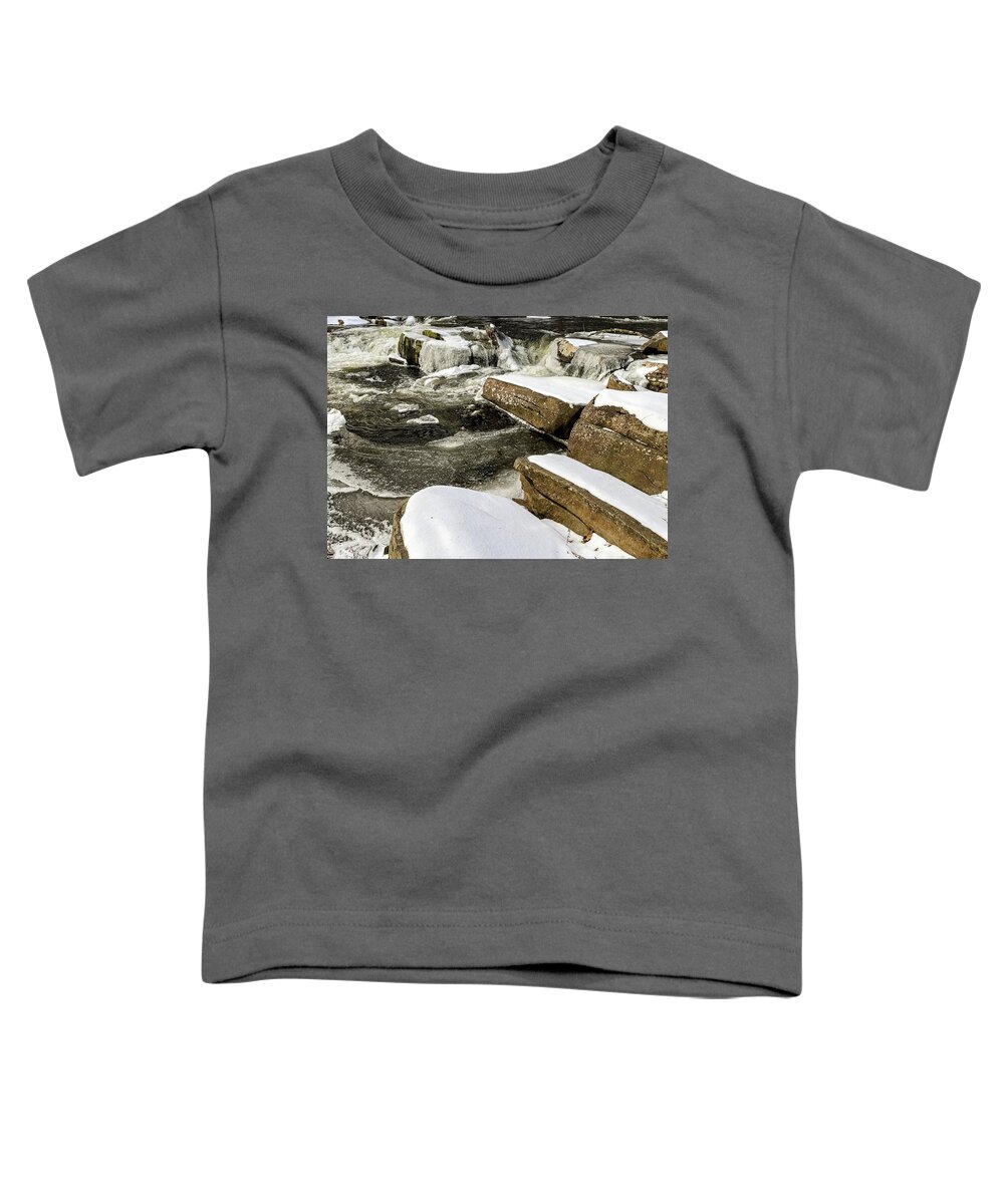 Water Toddler T-Shirt featuring the photograph Waterfall in Winter by Amelia Pearn