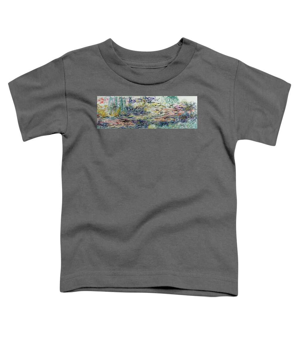 Abstract Toddler T-Shirt featuring the painting Waterlilies, 1917 to 19 oil on canvas, Monet by Claude Monet