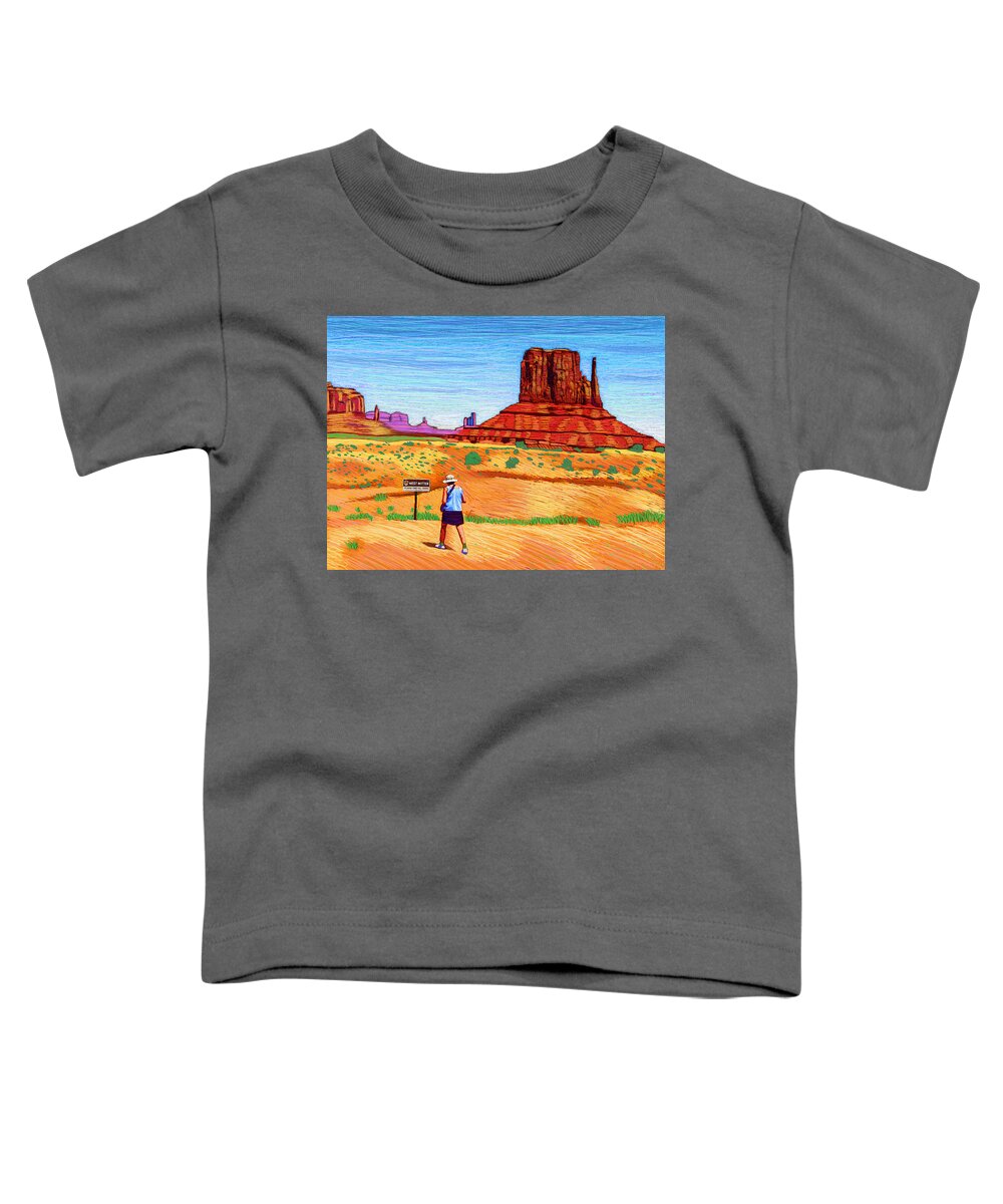 Monument Valley Toddler T-Shirt featuring the digital art West Mitten by Rod Whyte