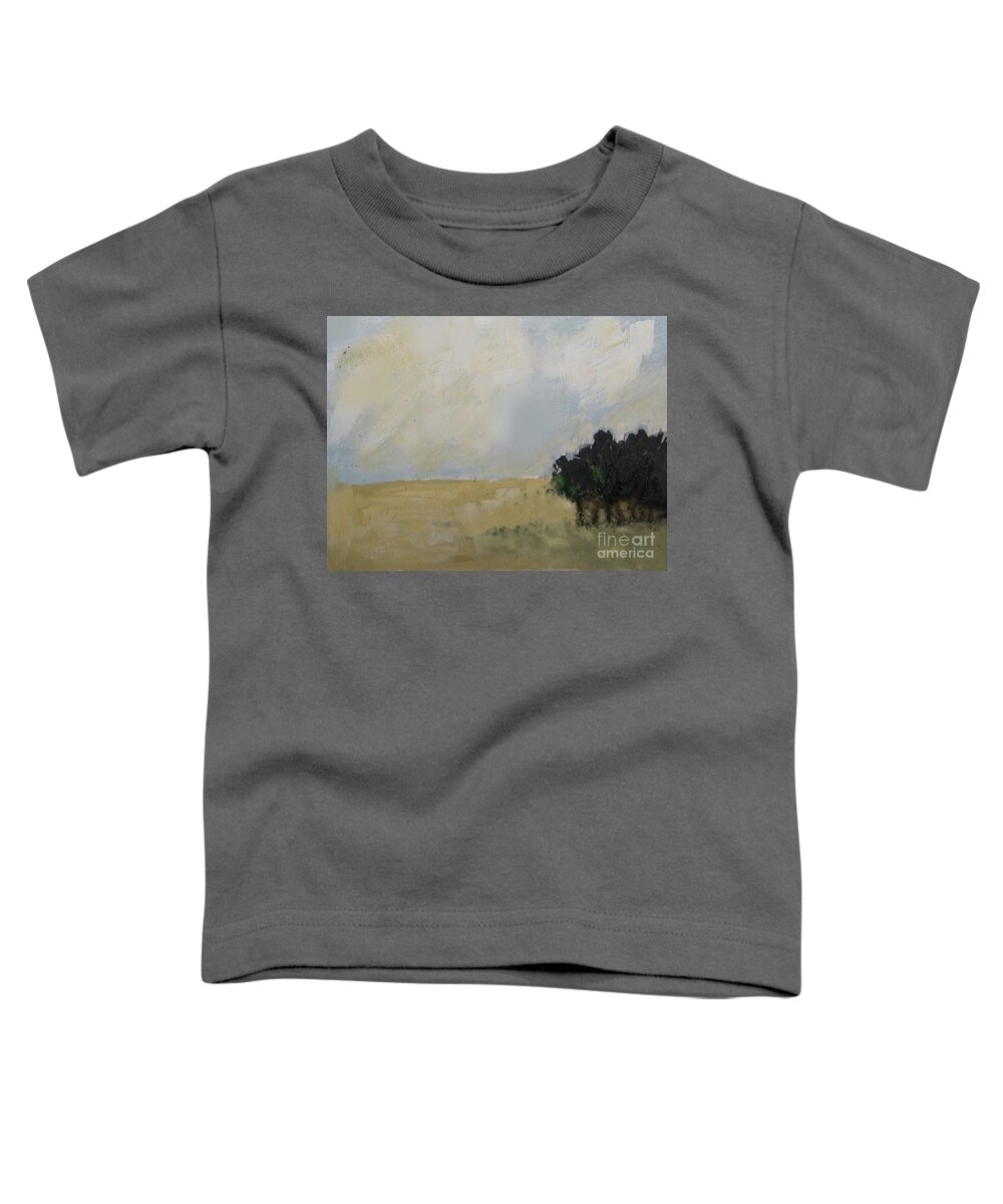 Abstract Landscape Toddler T-Shirt featuring the mixed media Wheat field Nature by Vesna Antic
