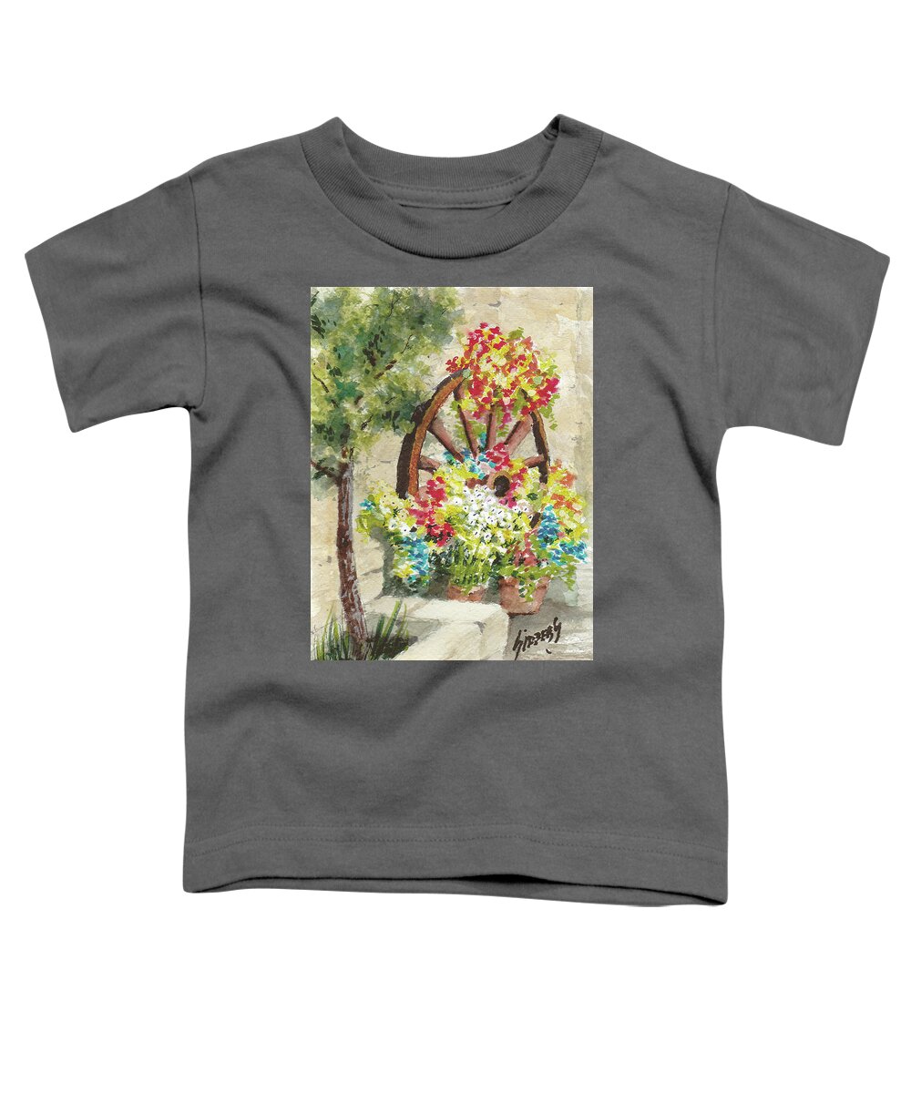Flowers Toddler T-Shirt featuring the painting Wheel Of Flowers by Sam Sidders