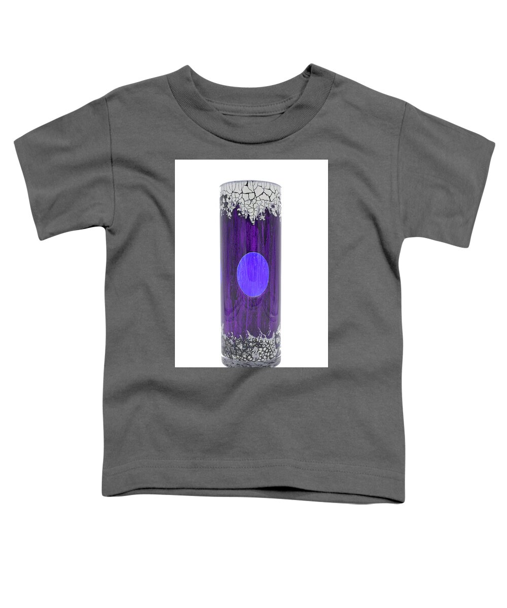 Violet Toddler T-Shirt featuring the glass art white and Violet Cylinder with blue oval by Christopher Schranck