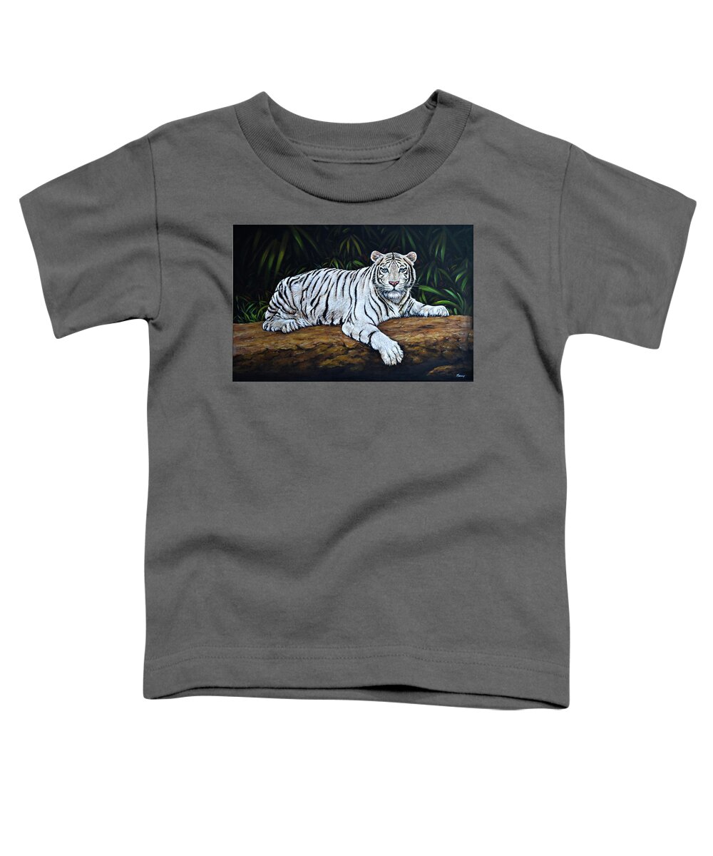Tiger Toddler T-Shirt featuring the painting White Bengal Tiger by Charles Berry