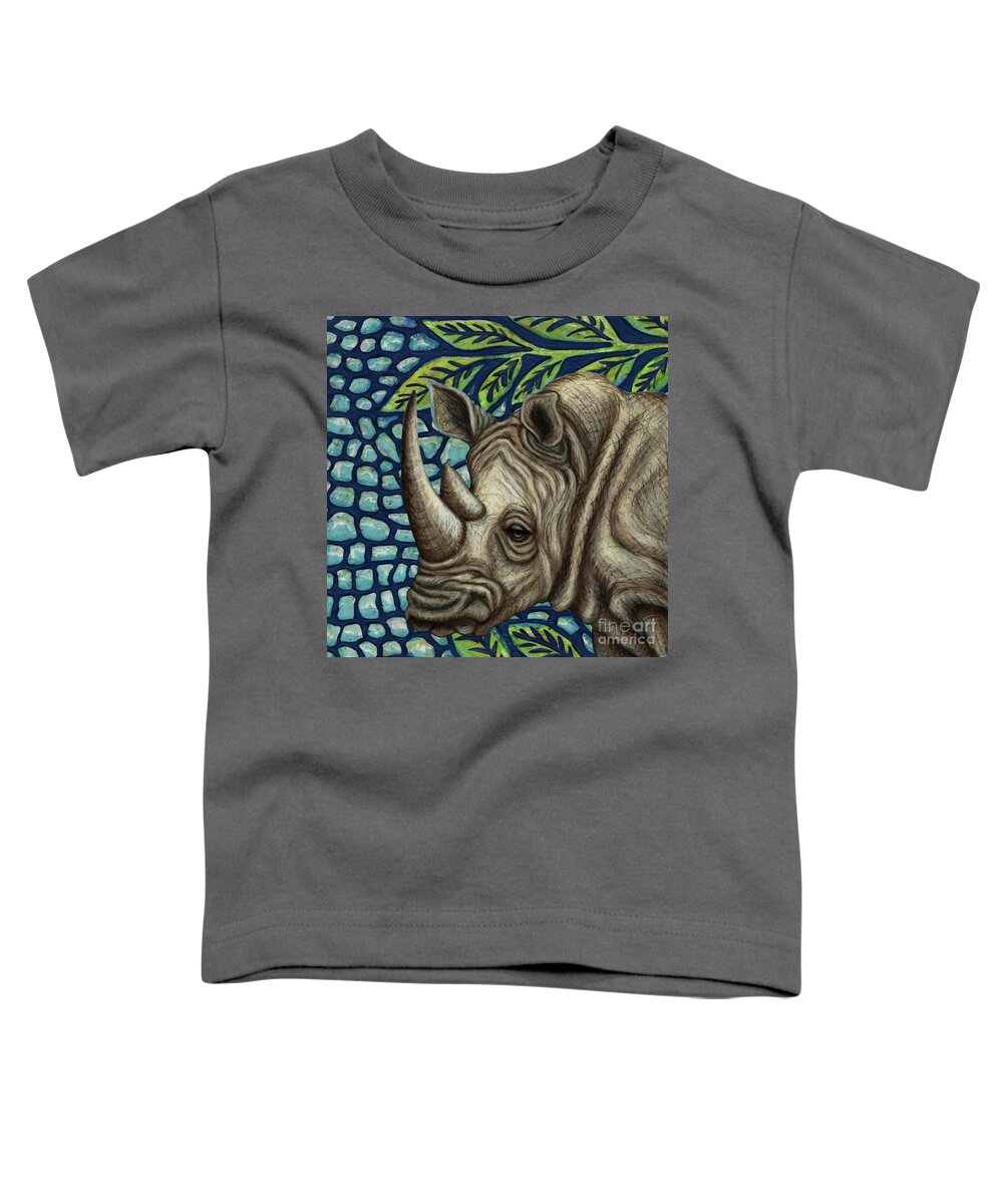 Rhinoceros Toddler T-Shirt featuring the painting White Rhino In The Jungle by Amy E Fraser