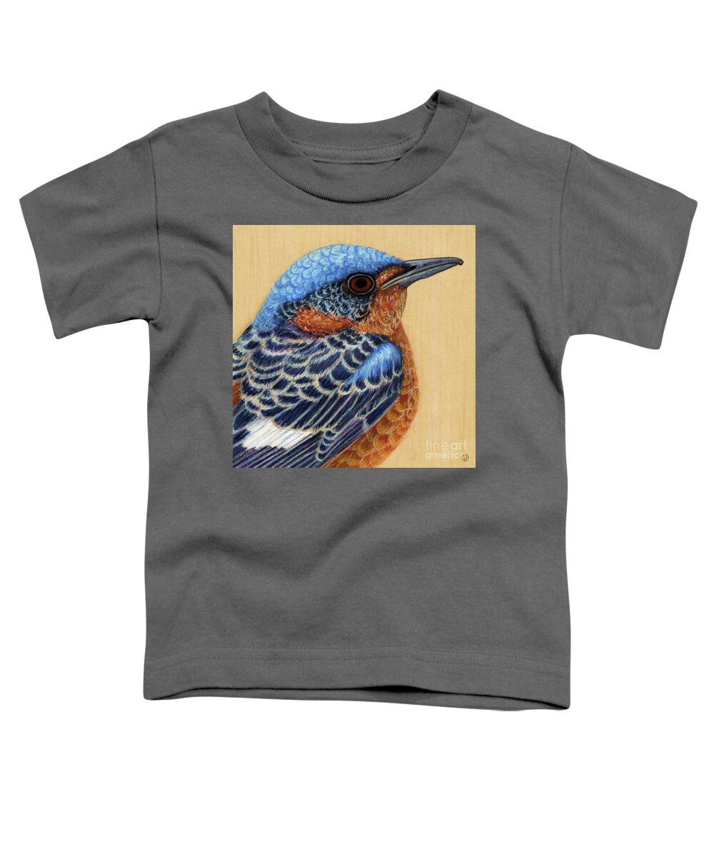 Bird Toddler T-Shirt featuring the painting White Throated Rock Thrush by Amy E Fraser