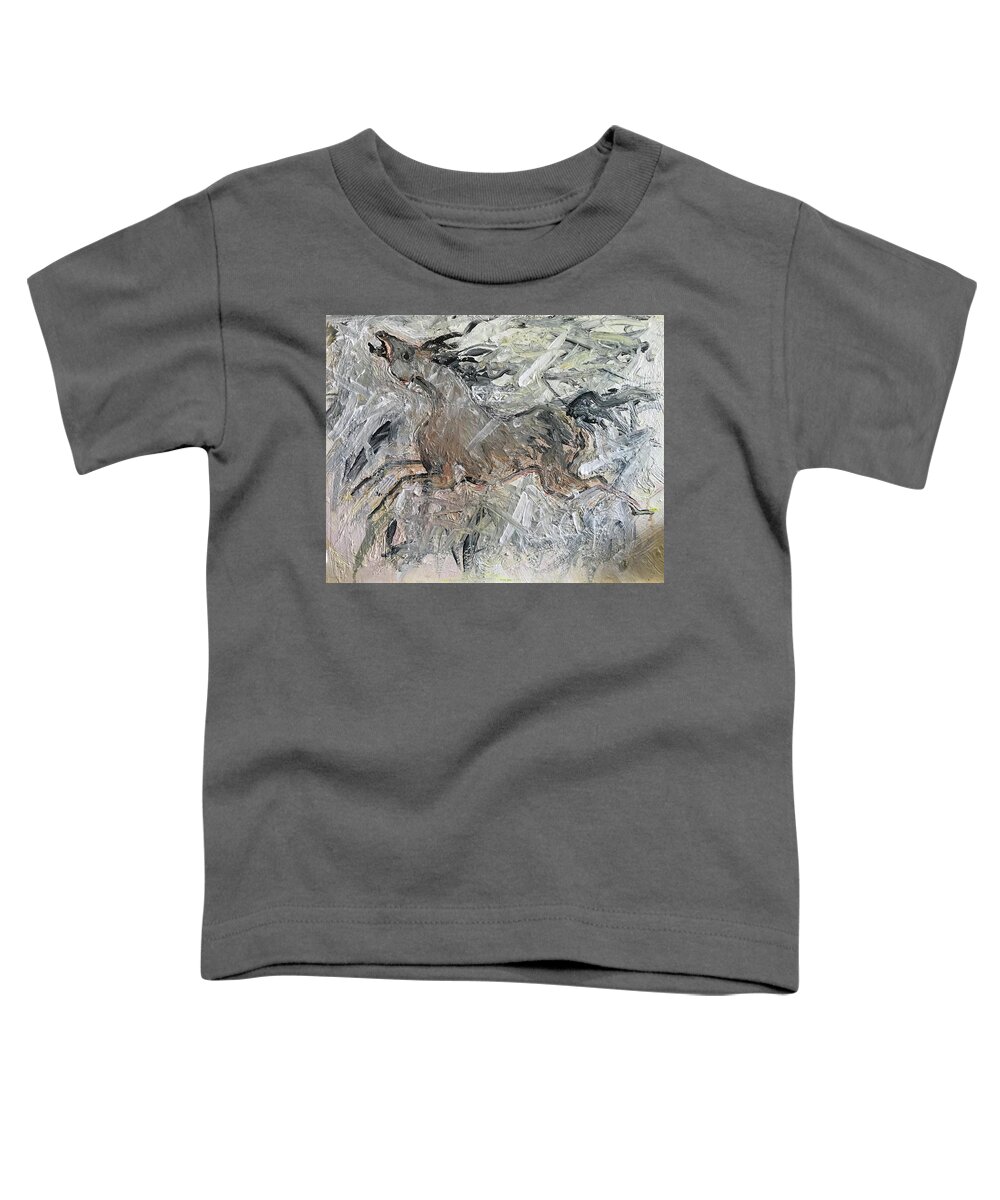 Wild Horse Toddler T-Shirt featuring the painting Wild And Free by Elizabeth Parashis