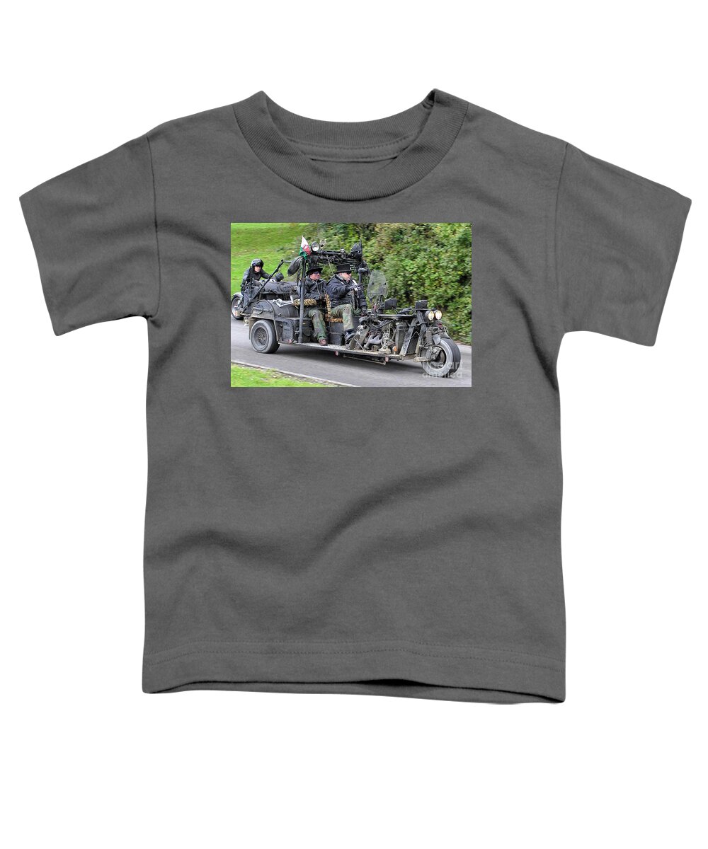 Motorcycle Toddler T-Shirt featuring the photograph Wild Motor Trike and Riders by Retrographs