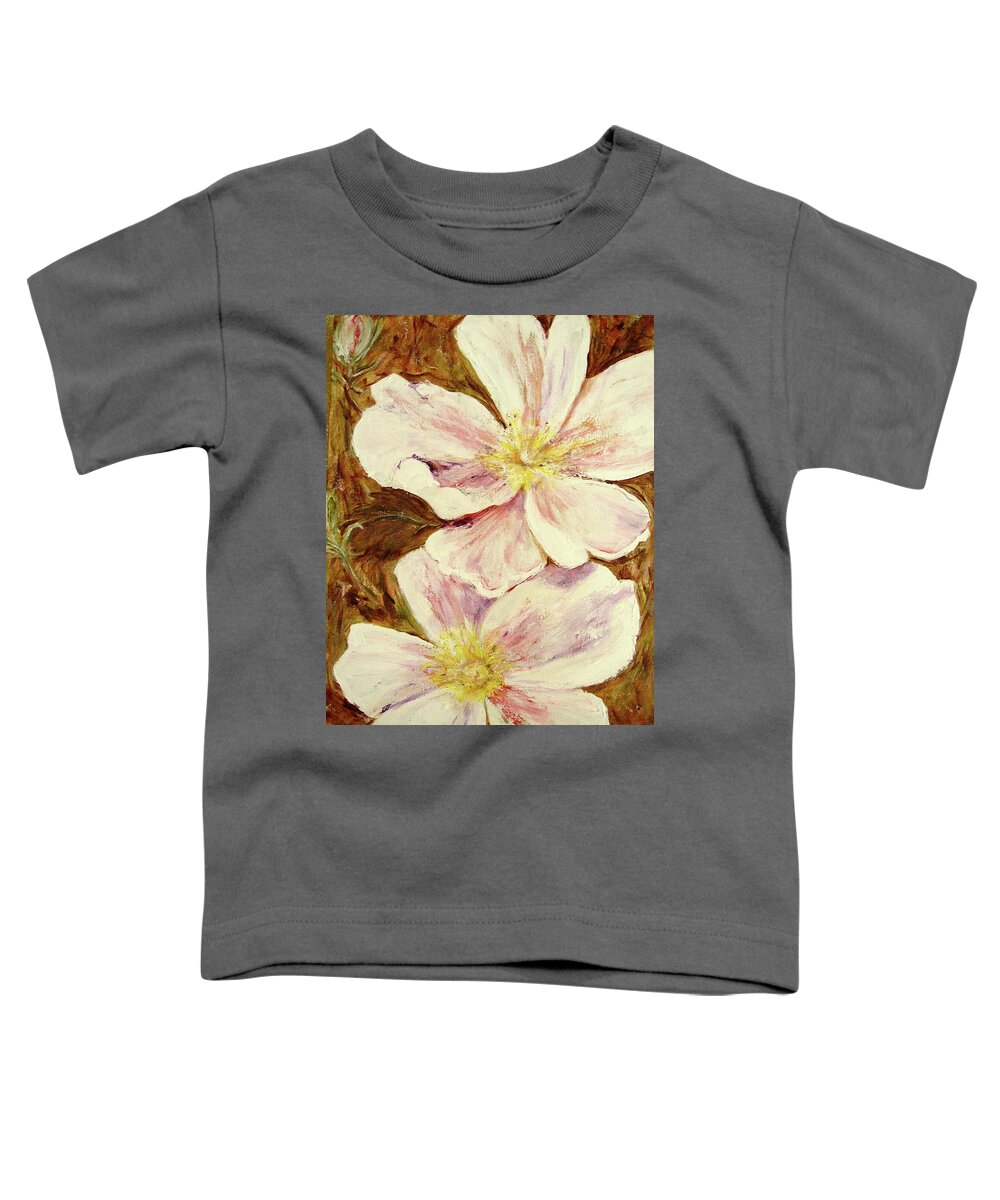 Floral Toddler T-Shirt featuring the painting Wild Rose I by Bonnie Peacher