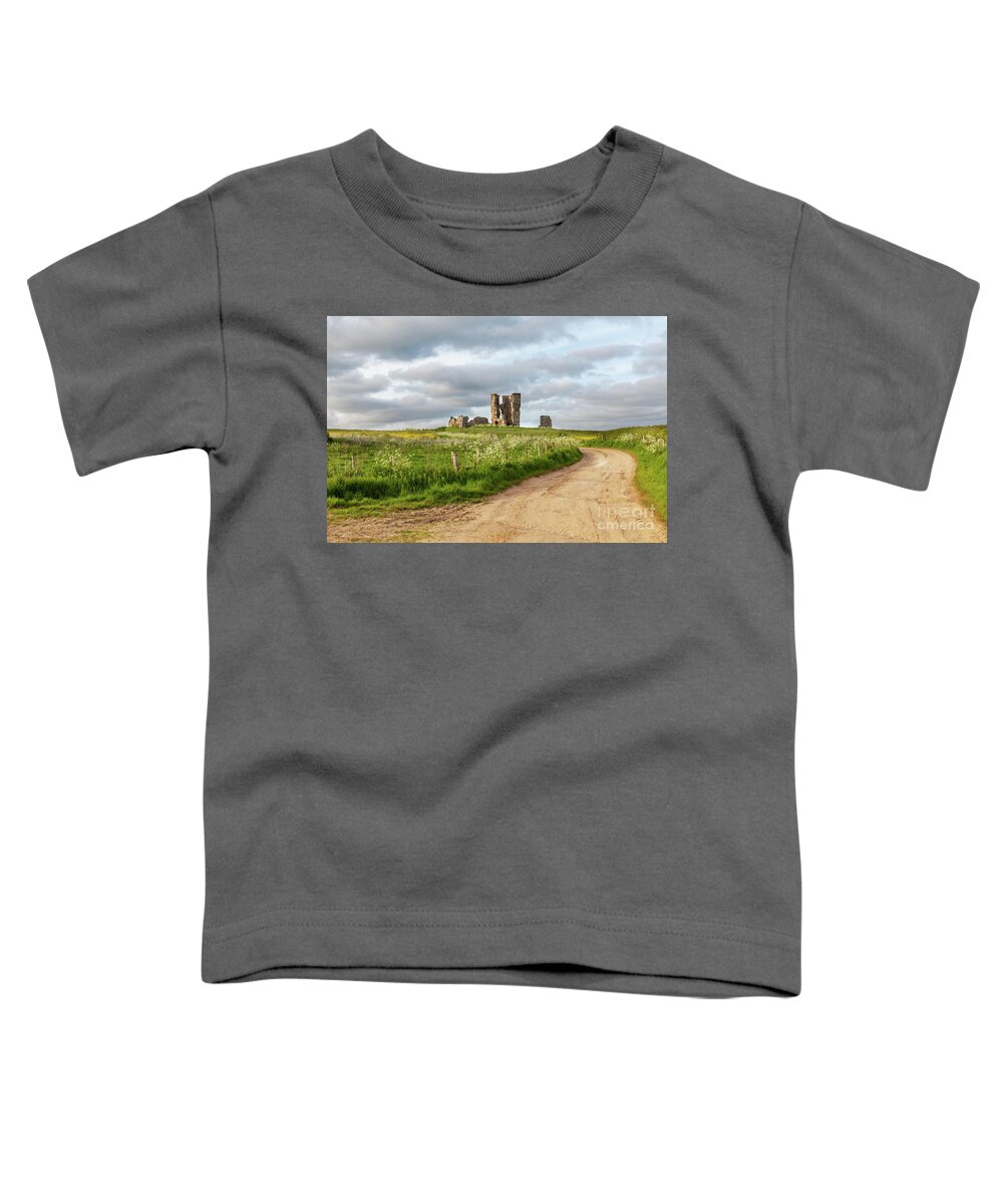 British Toddler T-Shirt featuring the photograph Winding road leading to a chirch ruin in Norfolk by Simon Bratt