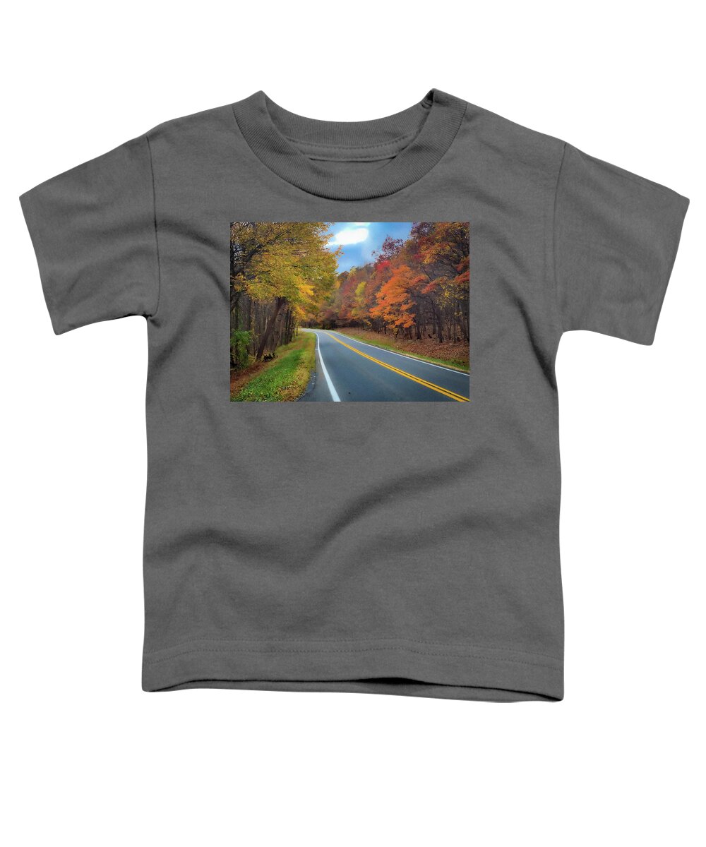 Fall Toddler T-Shirt featuring the photograph Winding West Virginia Road in Fall by Lora J Wilson