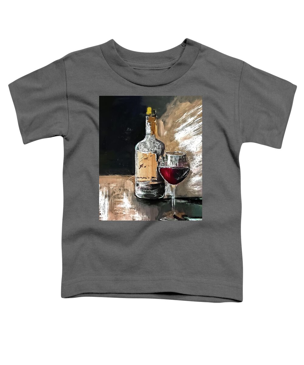 Wine Toddler T-Shirt featuring the painting Wine In Line by Lisa Kaiser