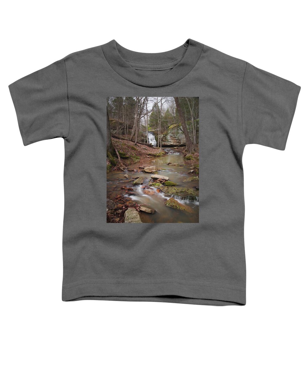 Waterfall Toddler T-Shirt featuring the photograph Winter Creek and Falls by Grant Twiss