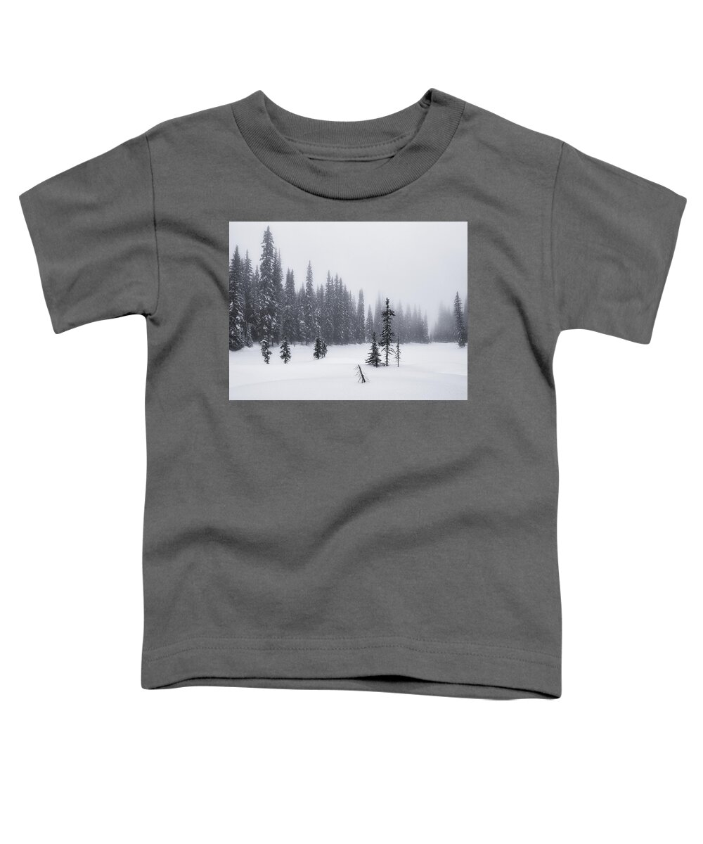 Black And White Photography Toddler T-Shirt featuring the photograph Winter Forest Refugees Black and White by Allan Van Gasbeck