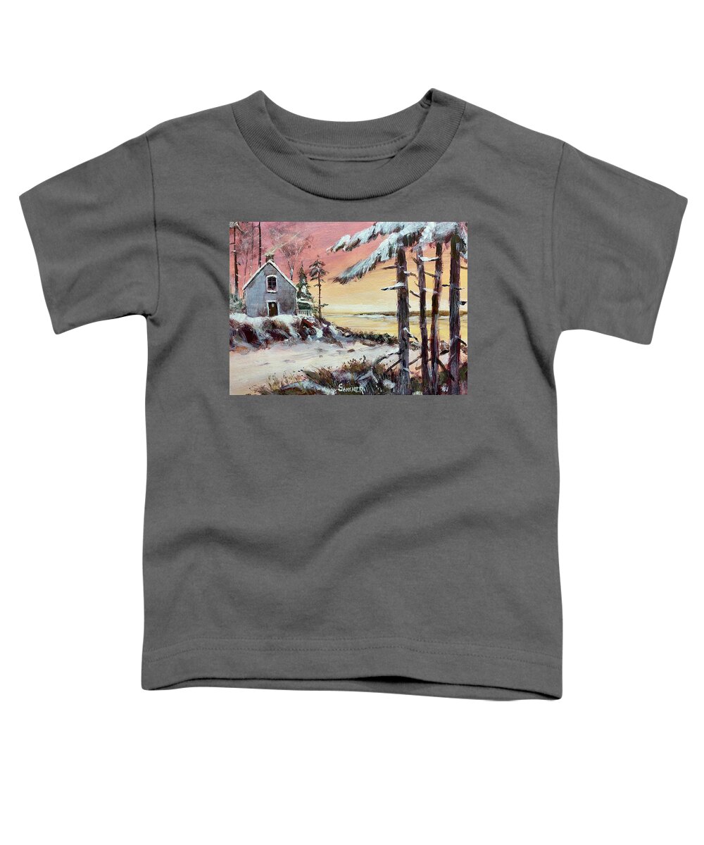 House Toddler T-Shirt featuring the painting Winter house by Robert Sankner