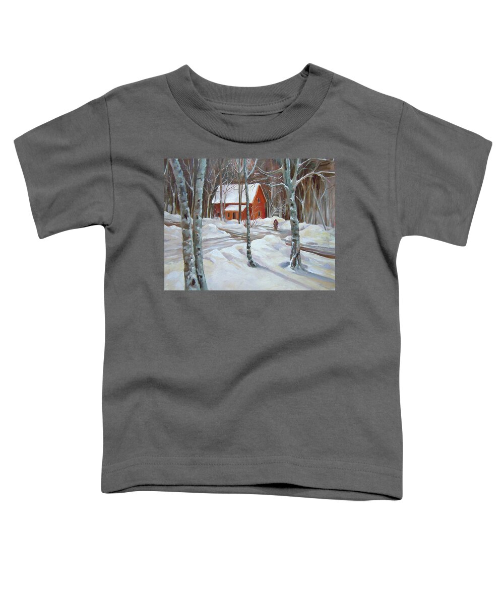 Waterville Estates New Hampshire Toddler T-Shirt featuring the painting Winter in the Woods by Nancy Griswold