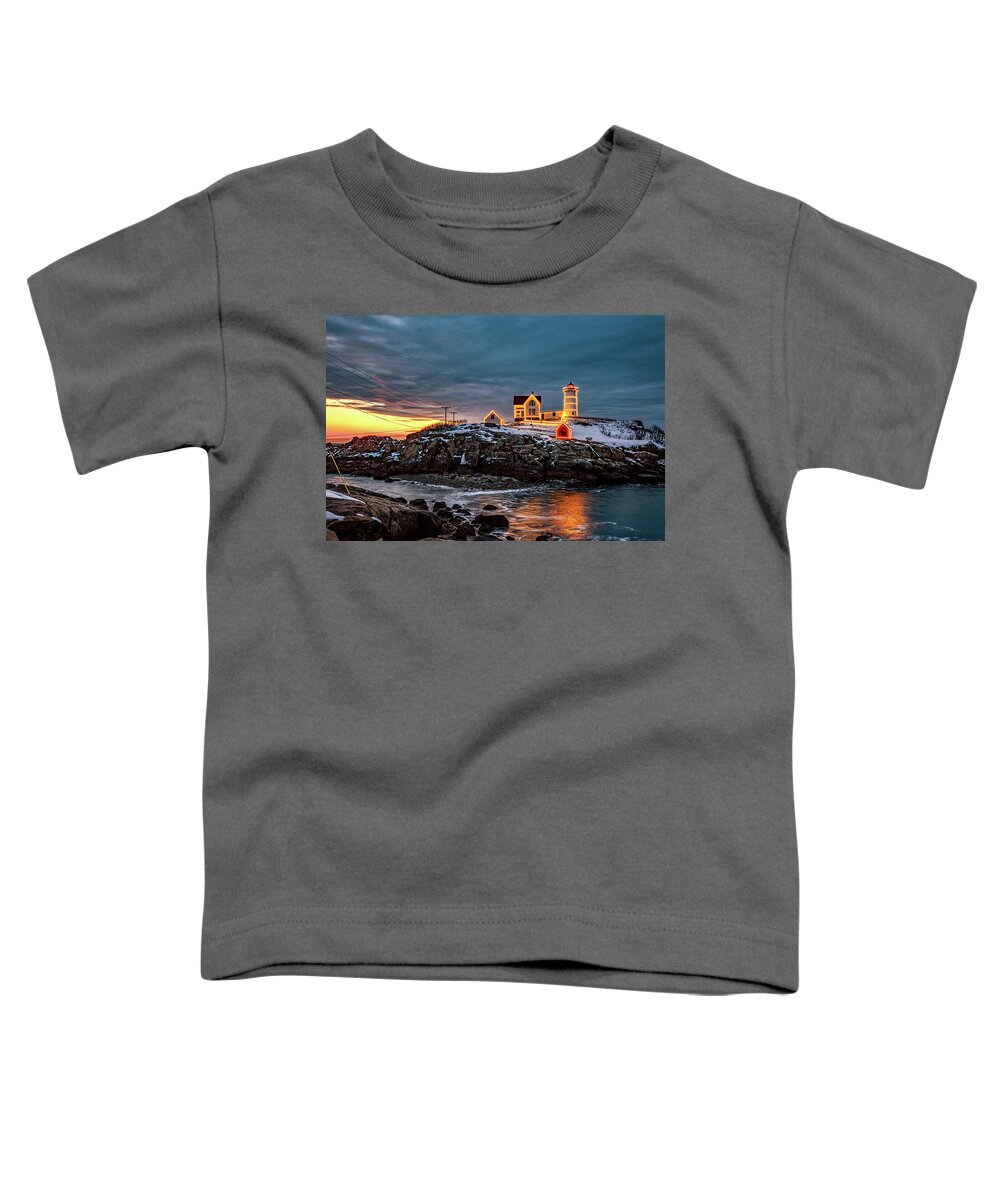 New Hampshire Toddler T-Shirt featuring the photograph Winter Morning, Nubble Light by Jeff Sinon
