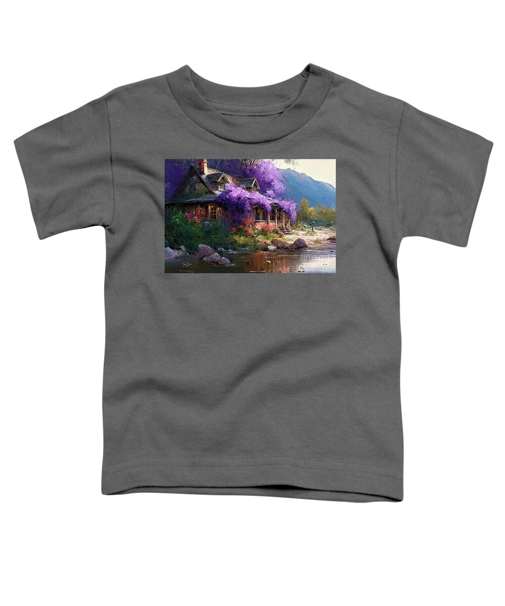 Ranch House Toddler T-Shirt featuring the painting Wisteria Daydream by Tina LeCour
