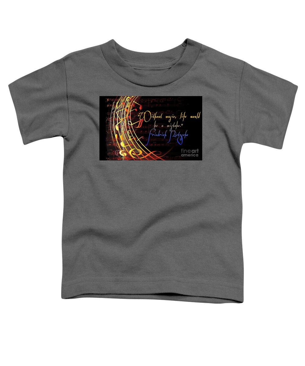 Inspirational Toddler T-Shirt featuring the mixed media Without Music by Claudia Zahnd-Prezioso