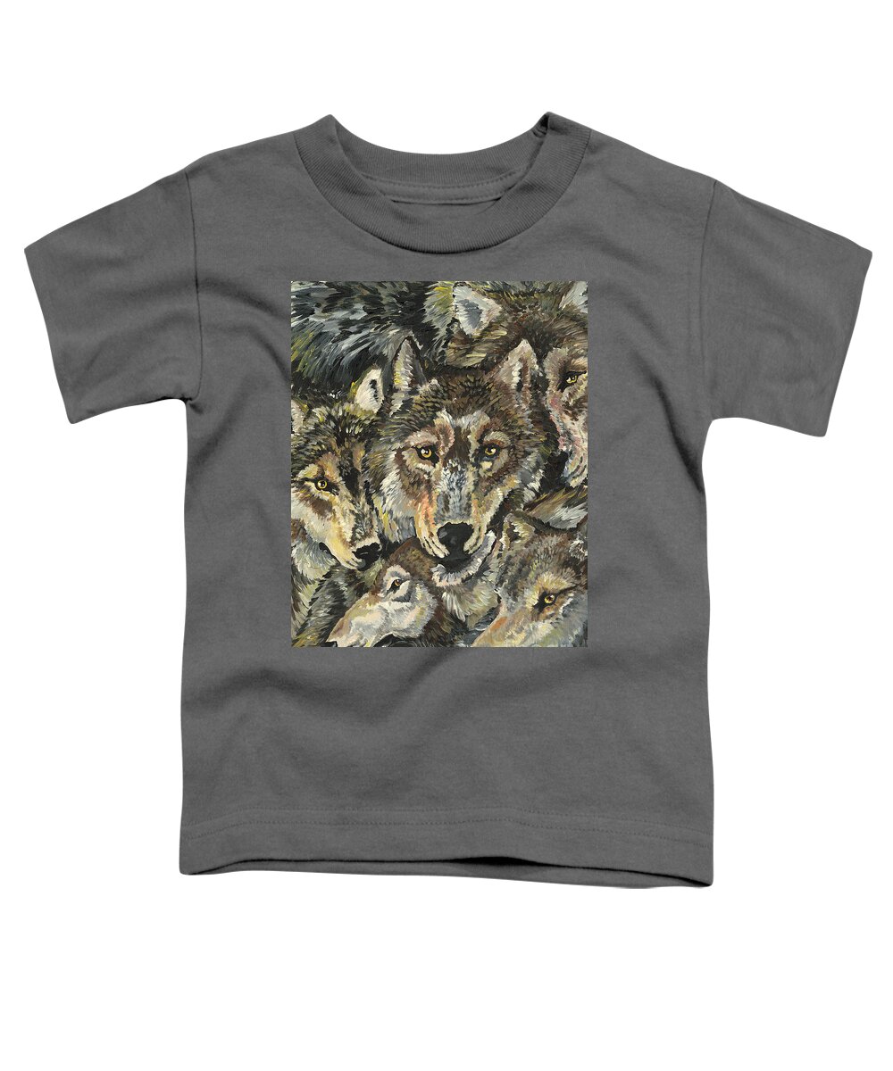 Wolf Toddler T-Shirt featuring the painting Wolf Family by Jenn Cunningham