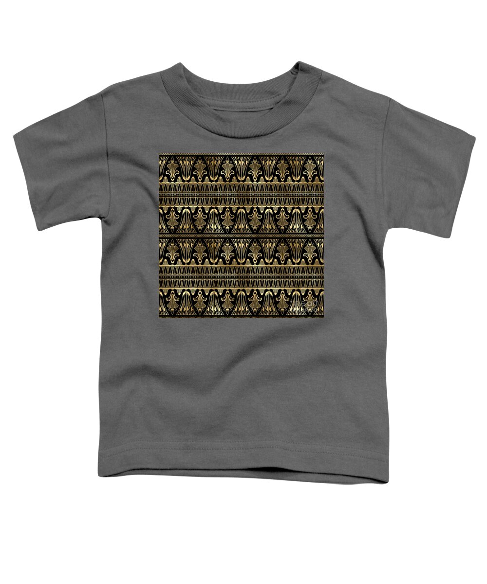 Art Toddler T-Shirt featuring the digital art Yamkhana - Gold Black Art Deco Seamless Pattern by Sambel Pedes