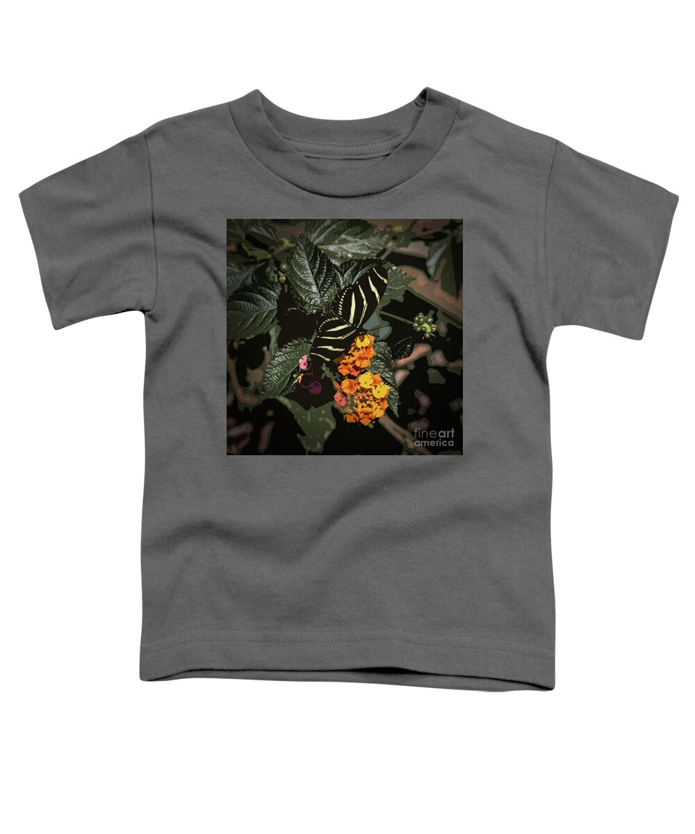 Zebra Butterfly Toddler T-Shirt featuring the photograph Zebra Butterfly by Neala McCarten