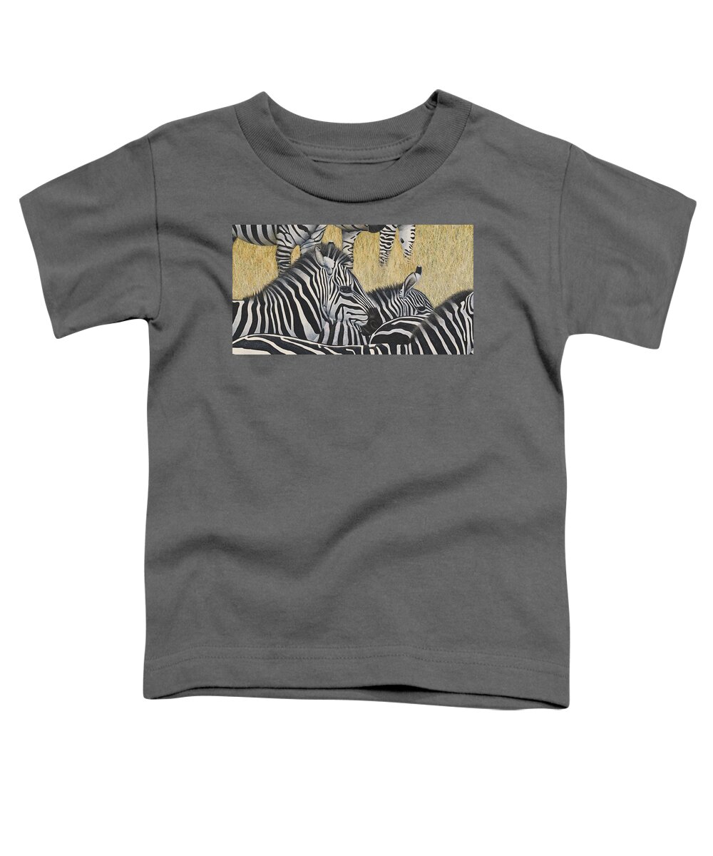 Painting Toddler T-Shirt featuring the painting Zebra's by Russell Hinckley